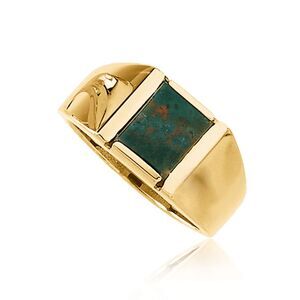Men's Bloodstone and 14K Yellow Gold Tapered Ring - Size 10